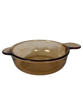 Corning Visions Grab-it Bowl 240-B Amber Glass Cookware Dish With Handles